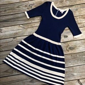 Navy and gold drop-waist wool Lilly Pulitzer dress